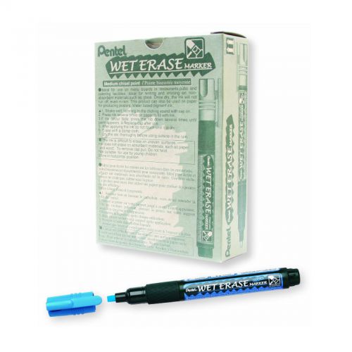 Offical pentel smw26 wet erase chisel point marker (12pcs) - blue free ship for sale