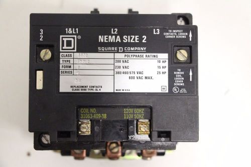 Square D 8502 SDO-2 Nema Size 2 Contactor 3-Phase 10 156 25 HP 200-600VAC