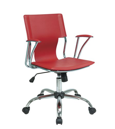 Dorado Office Chair with Fixed Padded Arms and Chrome Finish in Red