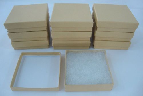 10 New 3.5&#034; x 3.5&#034; x 1&#034; Jewelry Gift Boxes Cotton Filled Kraft Store Supplies