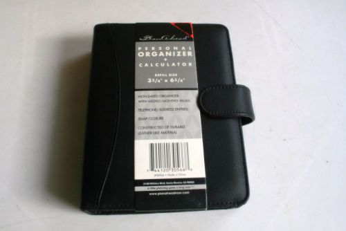 PLANNER-ORGANIZER, PLAN AHEAD, BLACK LEATHER-LIKE MATERIAL, REGULAR SIZE 7&#034;X5&#034;