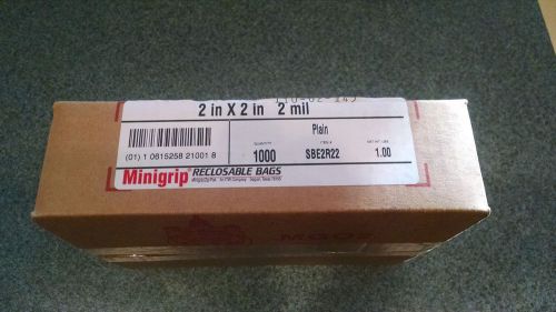1000 Minigrip 2&#034; x 2&#034; in 2 mil Recloseable Bags 2x2 Brand NEW   SBE2R22