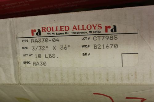 ROLLED ALLOYS RA330-04 3/32&#034; X 36&#034;  WELDING ROD 10 POUNDS RA30 #74297 RA30