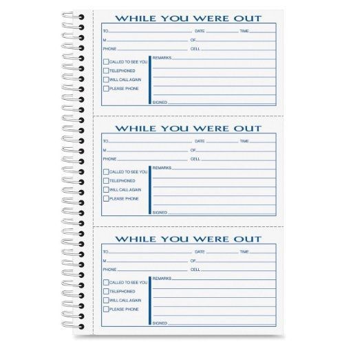 TOPS Phone Message Forms Book, Carbonless Duplicate, 2-5/6 x 5 Inches, 300 Set