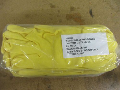 1 dozen 12 pair West Chester Safety 100% latex yellow gloves 3312/10 sz 10 NEW!