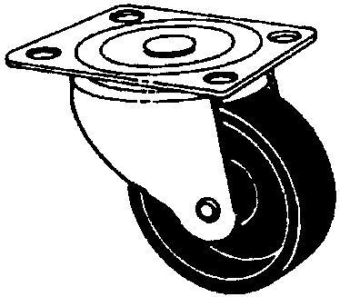 CASTER,3&#034; SWIVEL-PLATE POLY