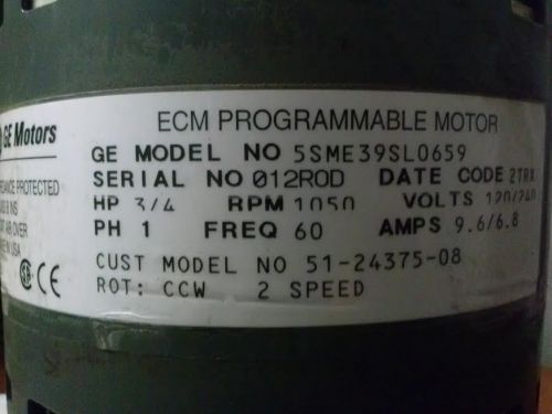 GE ECM PROGRAMMABLE MOTOR &amp; MODULE   5SME39SL0659, DG02 012ROD   (1086)