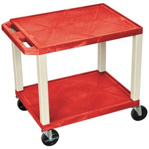 H. Wilson Tuffy 2-Shelf A/V Cart with Electric Red Shelves and Putty Legs