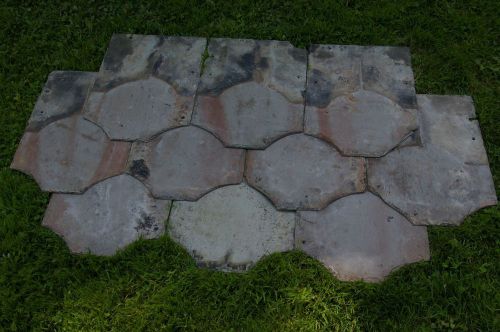 Slate roof shingles; 600+pieces. Old plank board house in Pennsylvania.