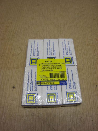 Lot of 6 new sealed square d b6.25 thermal overload relay heater element for sale