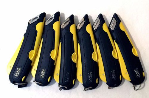 Lot of 6 - easy cut 2000 yellow safety box cutter knife, new to moderate use for sale