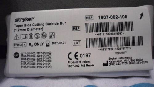 2 PCS 1607-002-105 ~ Stryker Taper Side Cutting Carbide Bur Diameter 1.2mm (x)