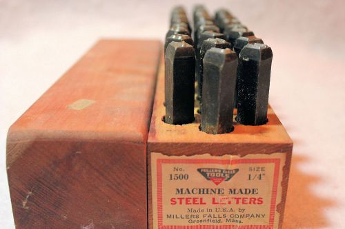 1/4&#034; Steel Letters MILLERS FALLS TOOLS No 1500 Machine Made ORIGINAL BOX Nice!