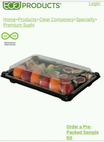 Eco-Products - EP-SH3-CPK - 6&#034; x 9&#034; PLA Sushi Containers with  Lids lot of 50