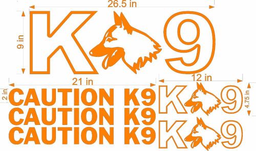 Caution K-9 Dog Vinyl Decal Sticker ORANGE