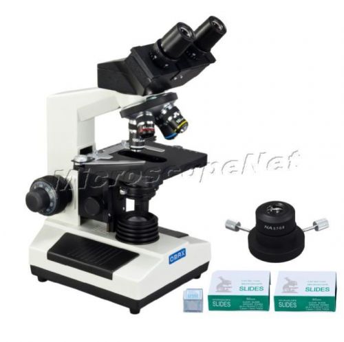 2000X Darkfield Binocular Laboratory Compound Microscope w Blank Slides+Covers