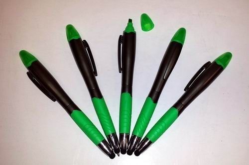 Lot of 24 Pieces - 3 in 1 Green Highlighter Ballpoint Pens with Stylus