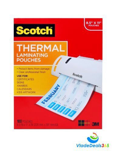 New Scotch Thermal Laminating Pouches 8.9 x 11.4-Inches 3 mil thick 100 Pack