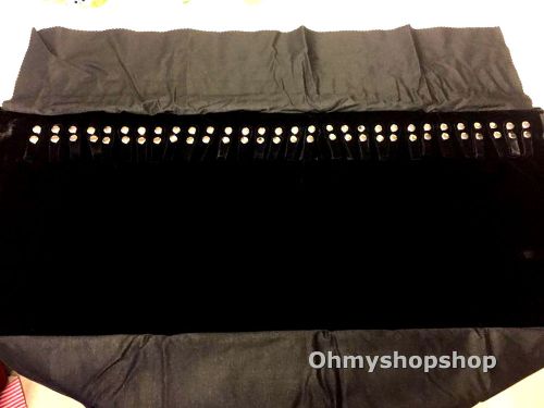 EXTRA LONG Black Velvet Display Jewellery 30 Necklaces Package Storage Roll Bag