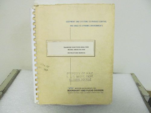 WESTON (Boonshaft&amp;Fuchs Div) Series DA 400 Transfer Func. Analyzer Manual/Schem