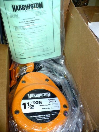 New harrington cf015-20 chain hoist  1-1/2 ton 20ft. chain -free shipping for sale