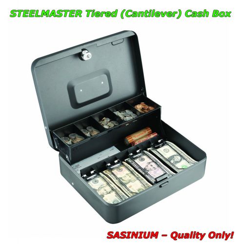 Cash Box STEELMASTER Tiered Five Compartment Cantilever, Storage Gray New
