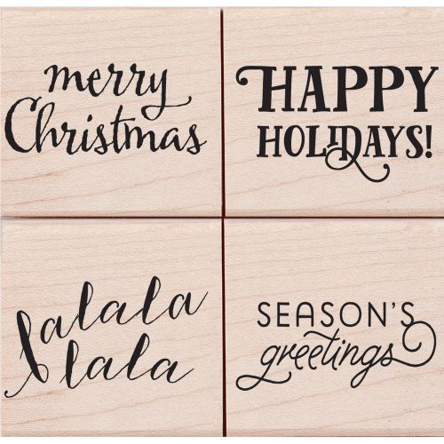 &#034;Hero Arts Mounted Rubber Stamp Set 3&#034;&#034;X3&#034;&#034;-Holiday Messages&#034;
