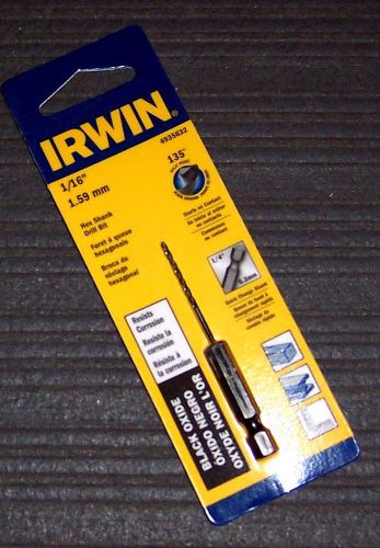 Irwin 4935632 1/16&#034; Black Oxide Drill Bit with 1/4&#034; Quick Change Hex Shank