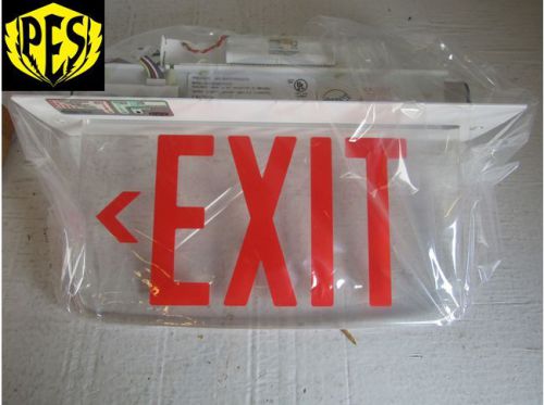 New  prescolite edge lit exit sign red letters hubble for sale
