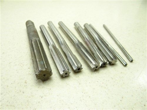 LOT OF 8 HSS CHUCKING REAMERS 3/16&#034; TO 3/4&#034; L&amp;I