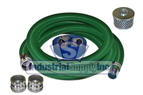 3&#034;x20 ft heavy duty green superflex complete hose kit w/50&#039; blue discharge hose for sale