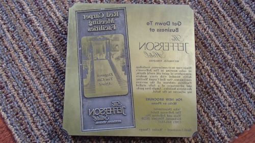 VINTAGE JEFFERSON HOTEL RICHMOND VA RED CARPET MEETING PRINTING PLATE