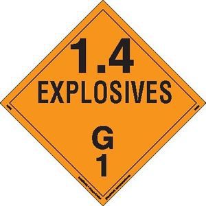 Labelmaster PSR75 Explosive Class 1.4 G Placard, Removable Vinyl (Pack of 25)