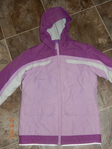 LANDS END KIDS Purple Girls  Winter Coat Size 10-12 Hooded Fleece