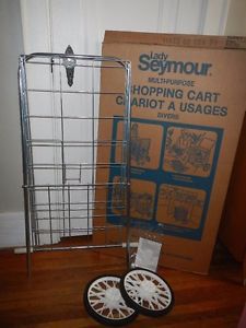Vintage nib folding wire metal cart grocery laundry flea market shopping for sale