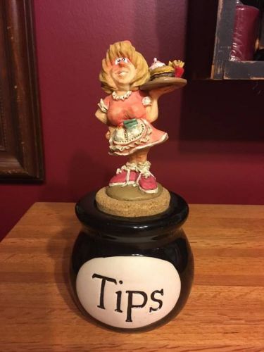 Waitress Diner Restaurant Tip Tips Jar - Too Cute!