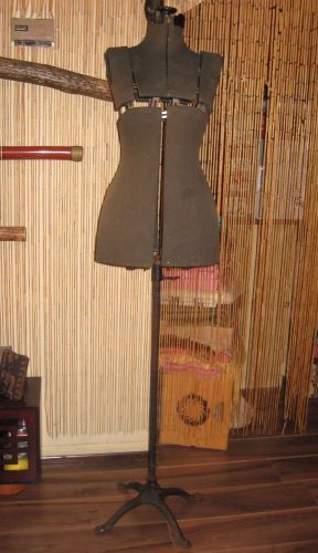 Vintage ANTIQUE Mannequin DRESS FORM Steampunk Costuming Cast Iron Base 1930-40?