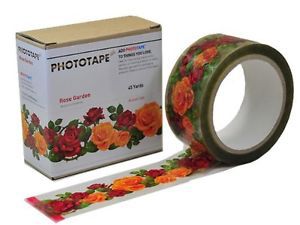 PhotoTape Phototape Rose Garden Design Printed Tape 1.8 Inch By 45 Yards OPP 300
