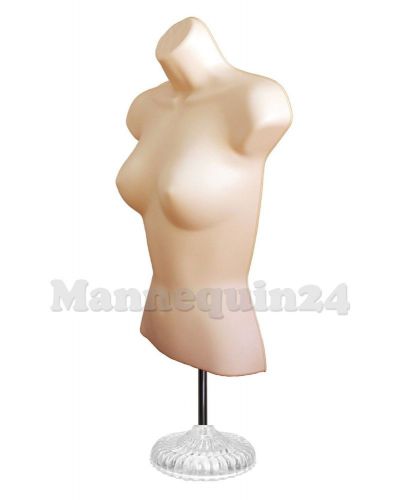 FLESH FEMALE TORSO MANNEQUIN w/Stand +Hook for Hanging, Woman&#039;s Clothing Display