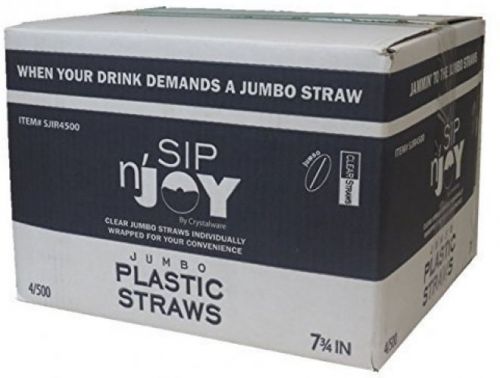 Crystalware Plastic Straws Individually Wrapped 2000/Case, Clear, 4 Boxes Of