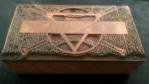 Old Vintage Baseball Copper Printing Printers Block Letterpress Plate