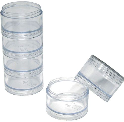 Set of 12 Clear Stackable Trays with Threaded Bottom - 2&#034; dia x 1&#034; hgt STORAGE