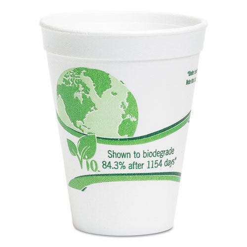 &#034;Vio Biodegradable Cups, Foam, 16 Oz, White/green, 500/carton&#034;