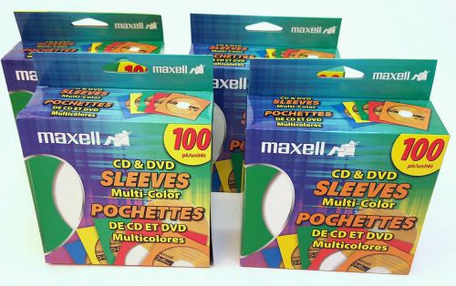 4 Boxes of Maxell CD &amp; DVD Sleeves Multicolor 100 Packs (400 Sleeves Total)