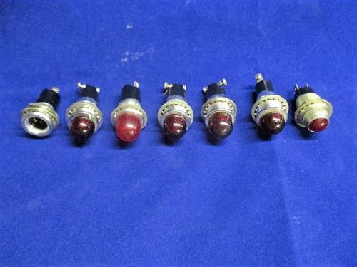 Lot of 7 NOS Vintage Dialco &amp; LF Company Red Indicator Lights Panel Mount