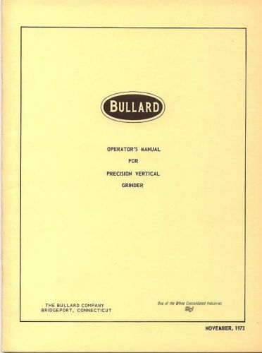 Bullard Operators Manual for Precision Vertical G