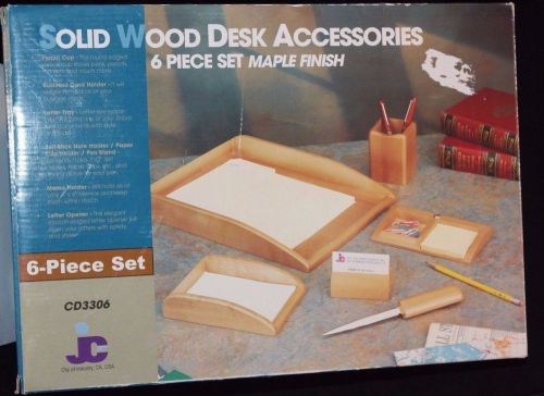 JC 6-Piece Set Solid Wood Desk Accessories Maple Finish CD3306