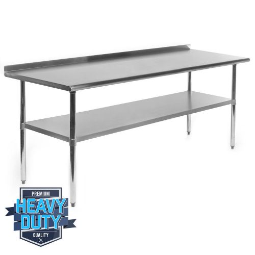 Stainless Steel Commercial Kitchen Work Prep Table with Backsplash - 24&#034; x 72&#034;