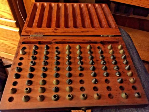 DUMORE COLLETS WATCHMAKER LATHE TIPS HEADS QUANTITY 73 IN WOODEN CASE