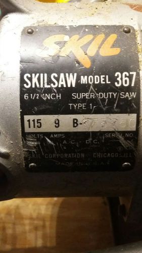 Vintage Skil Model #367 6-1/2&#034; Worm Drive SkilSaw Circular Saw Metal Tool Body